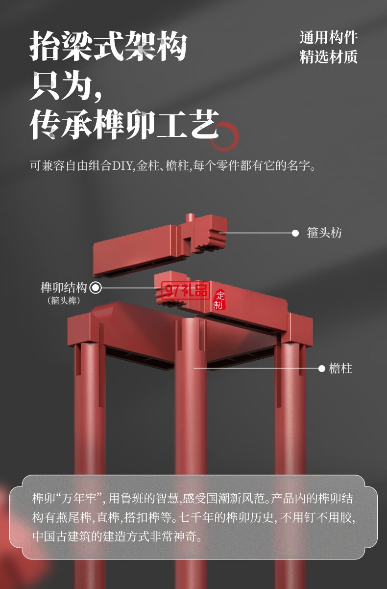 醉翁亭榫卯积木拼装模型亲子玩具古建筑模型礼品儿童男孩女孩礼物