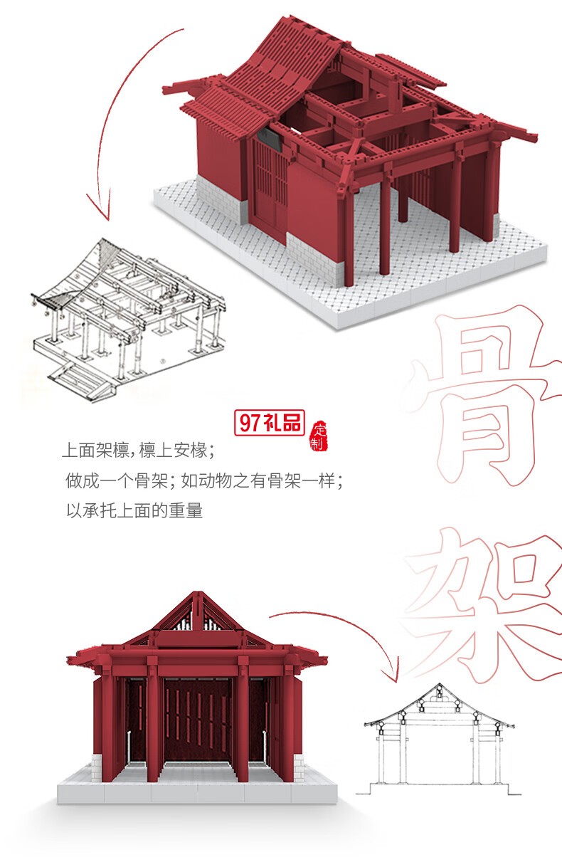 悟空庙通用体系榫卯积木玩具中国风古建筑潮玩礼物拼装