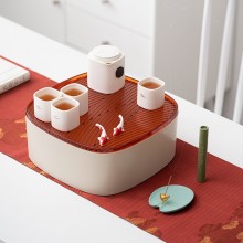 中秋桂月团圆国风陶瓷茶具套装手绘玉兔品茗杯壶 家用送礼盒装