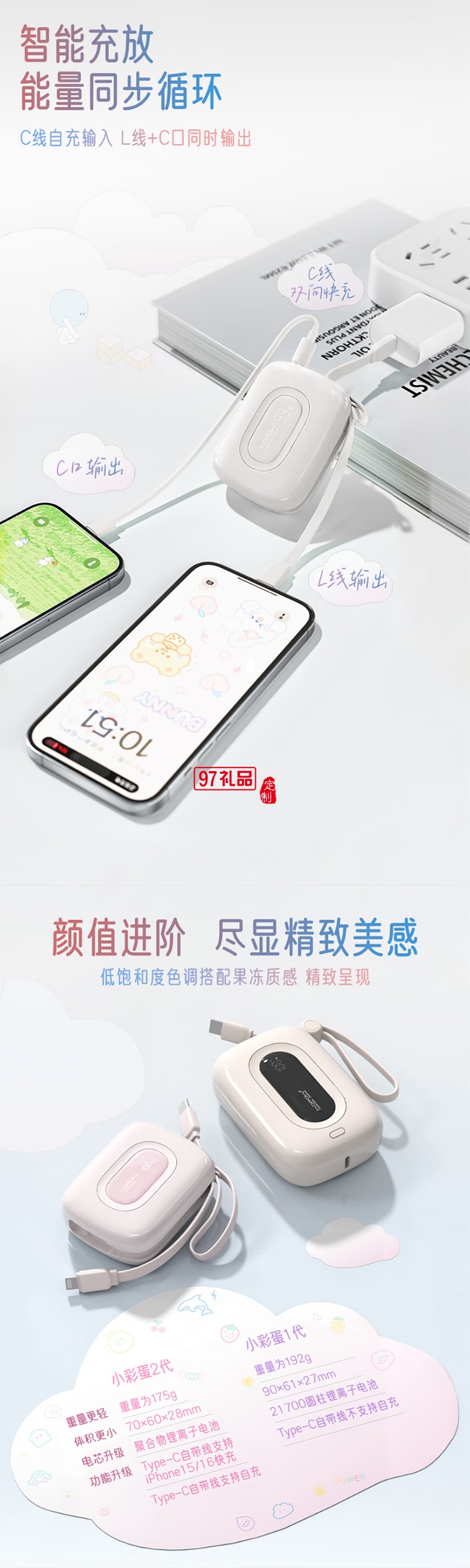 充电宝10000毫安22.5W 双向快充可上飞机 迷你小巧便携 适用苹