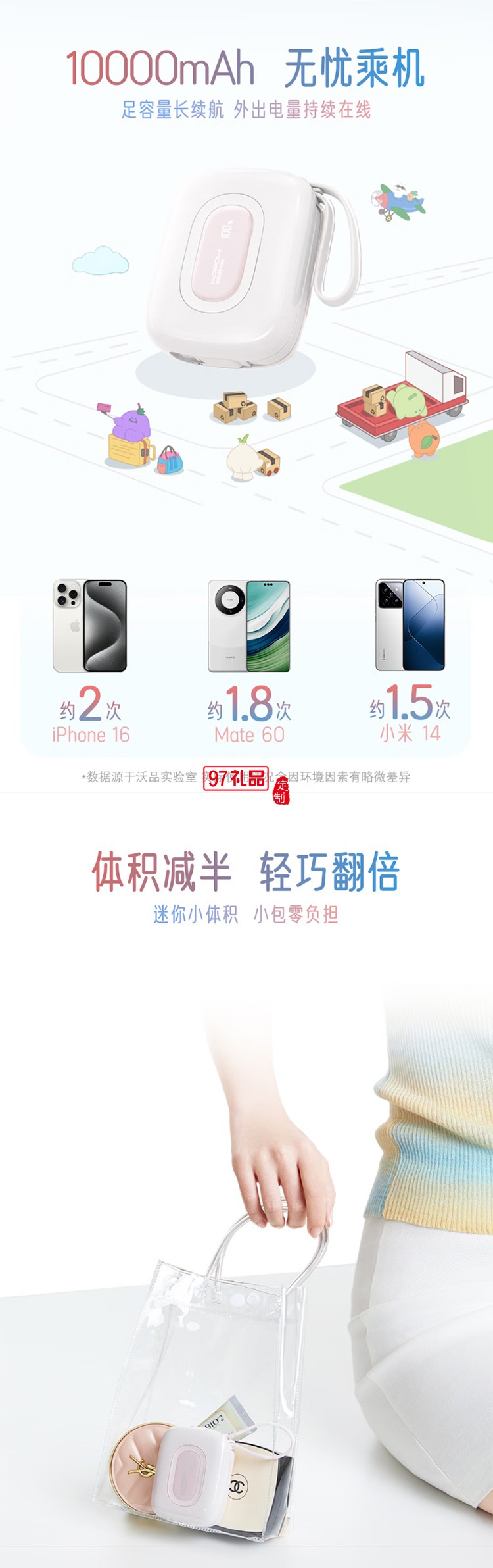 充电宝10000毫安22.5W 双向快充可上飞机 迷你小巧便携 适用苹